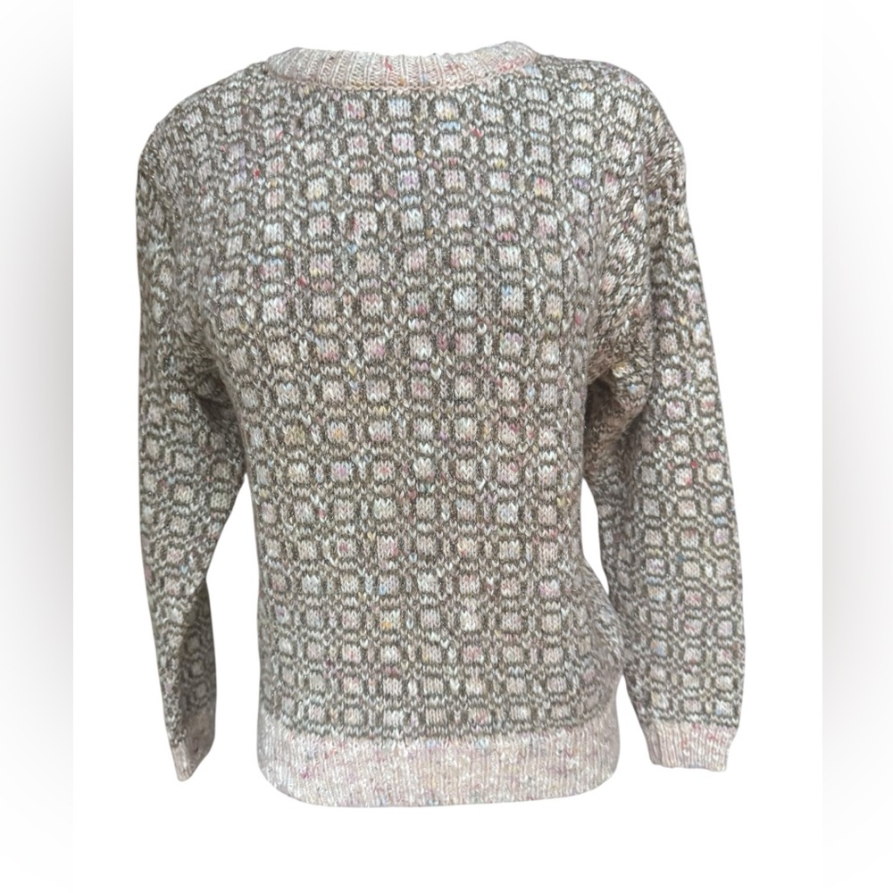 Late 80s/Early 90s Cezanne Geometric Pattern w/Silver Metallic Thread Crewneck‎